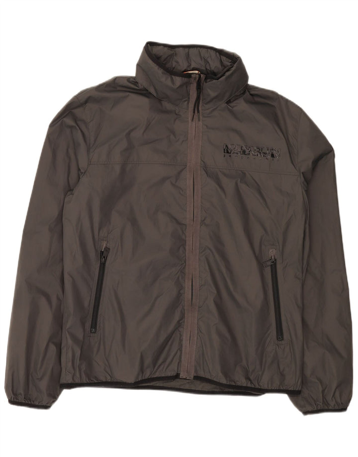 Giacca antipioggia da uomo con cappuccio Napapijri UK 42 XL Poliammide grigia