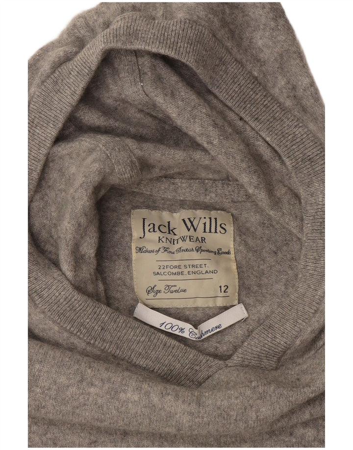 JACK WILLS Maglione corto con cappuccio da donna UK 12 Cashmere grigio medio