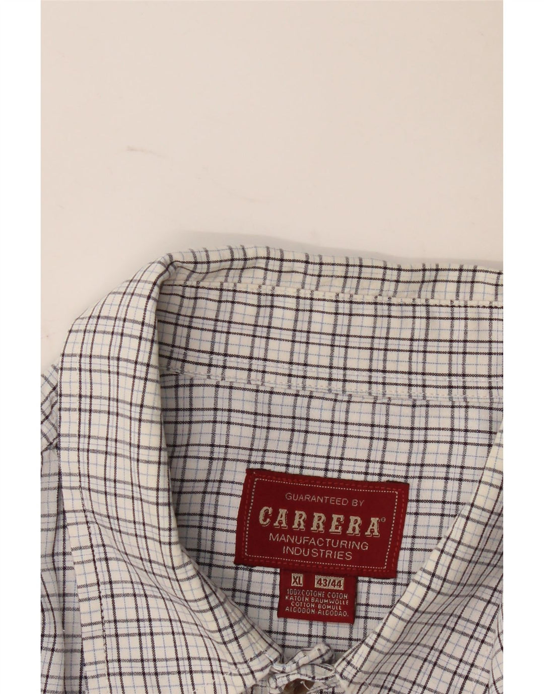 Camicia da uomo Carrera taglia 43/44 XL in cotone a quadri bianchi