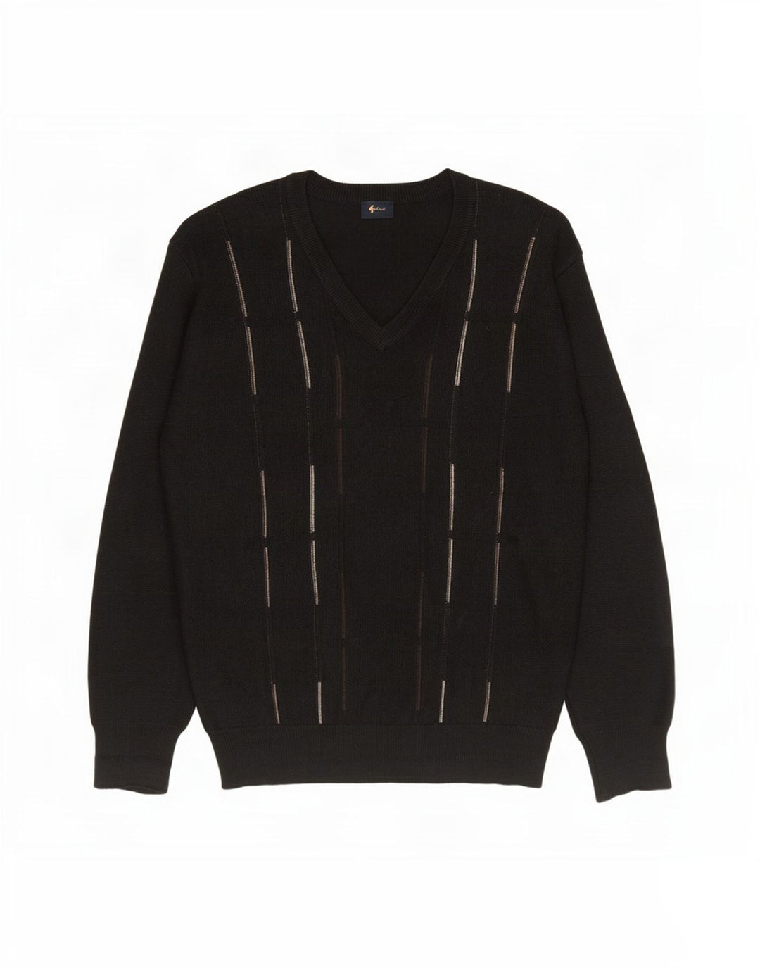 Maglione Gabicci da uomo con scollo a V, lana a righe nere grandi