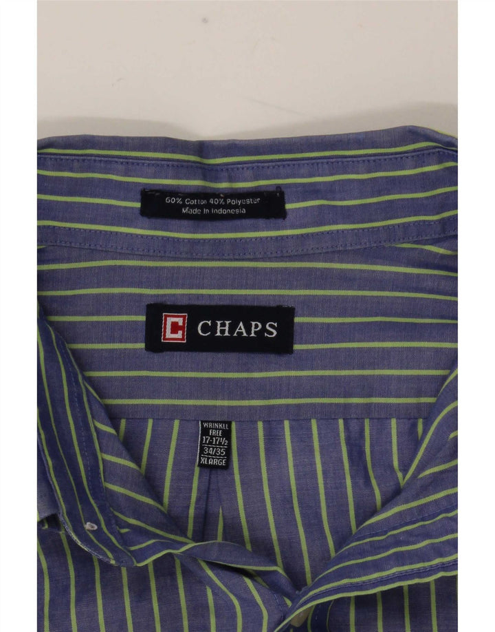 Camicia da uomo Chaps taglia 17 1/2 XL cotone a righe blu