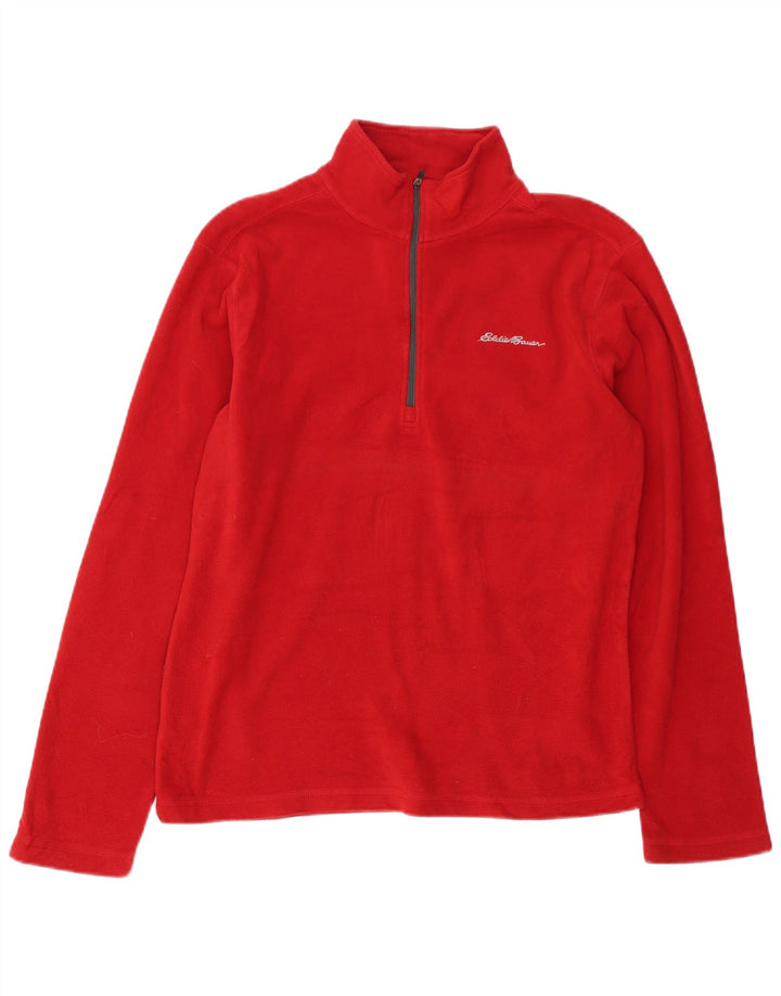 Eddie Bauer Maglione in pile da uomo con zip e collo piccolo in poliestere rosso