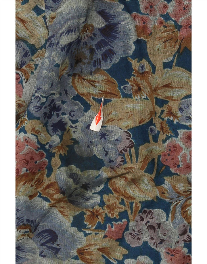 Camicia vintage da uomo ampia in viscosa floreale multicolore