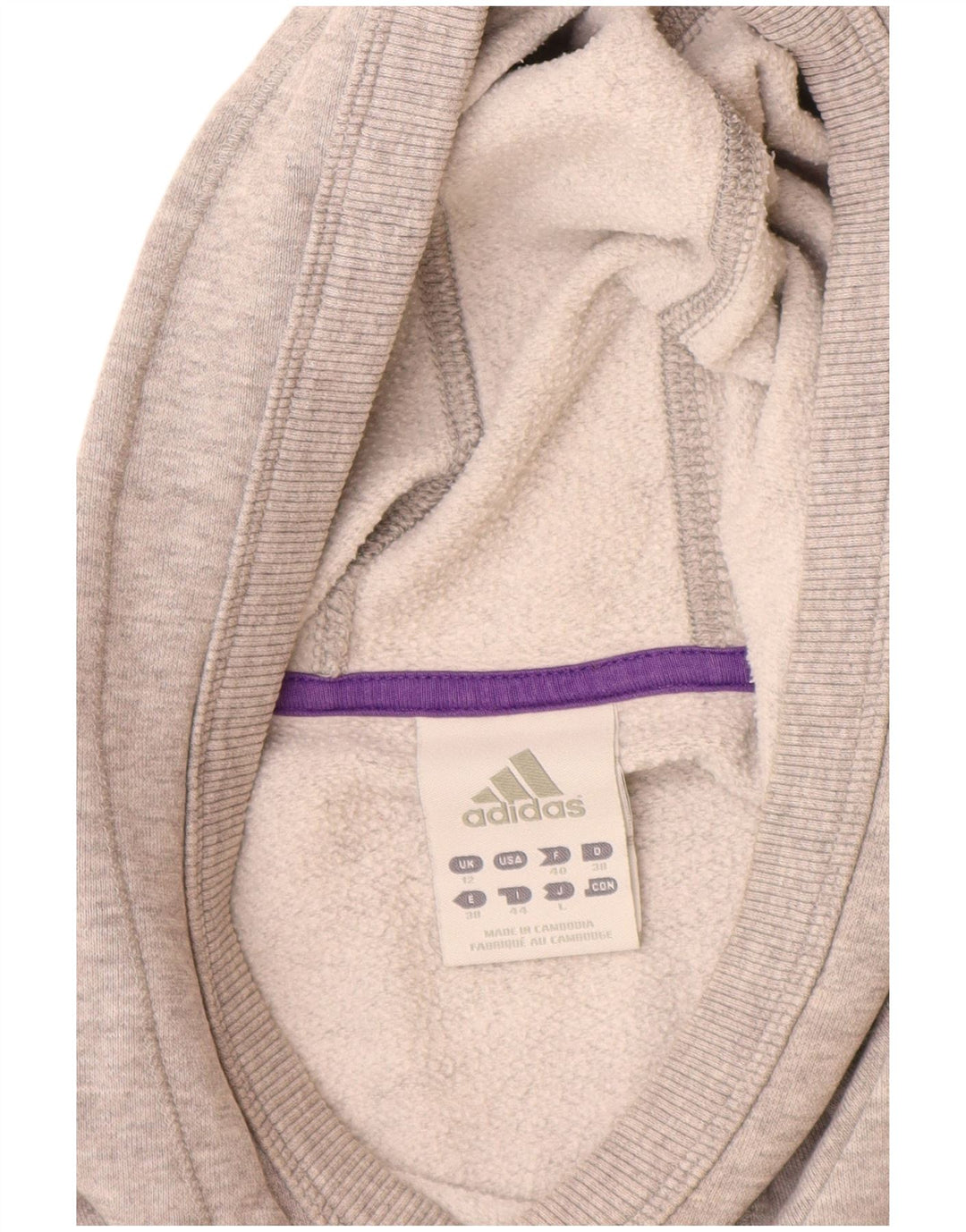 Felpa con cappuccio grafica da donna Adidas UK 12 Grigio medio