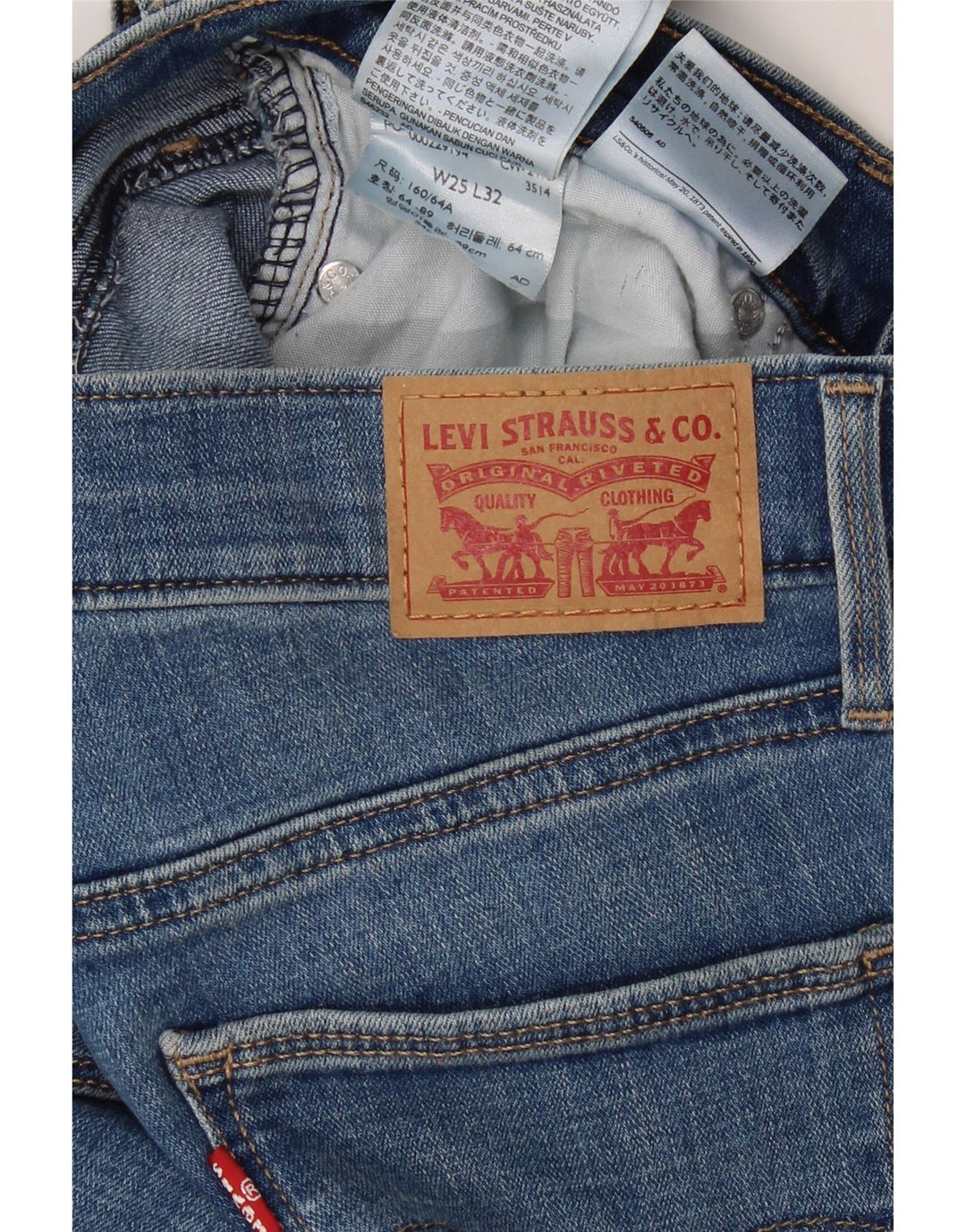 LEVI'S Womens Slimming Slim Jeans W25 L32 Blue Cotton
