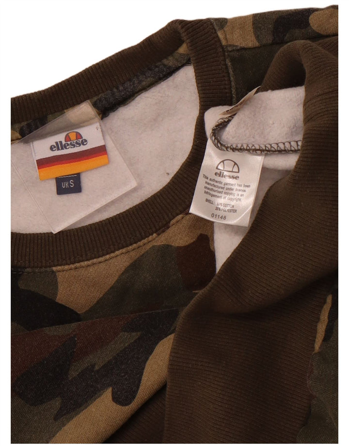 Ellesse Felpa grafica da uomo Maglione piccolo cotone mimetico kaki