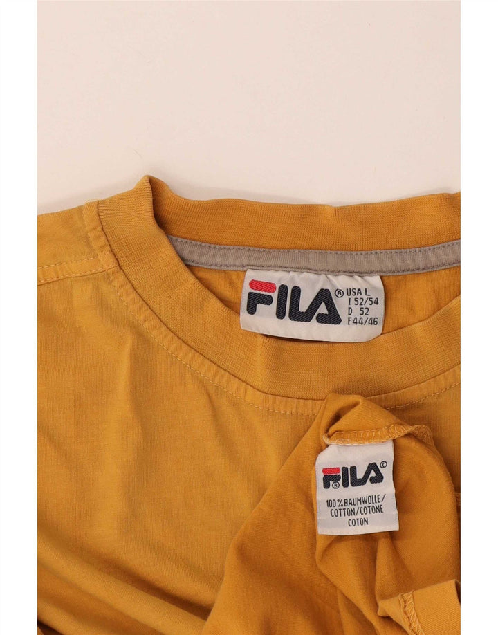 T-shirt grafica da uomo Fila Top Large in cotone giallo