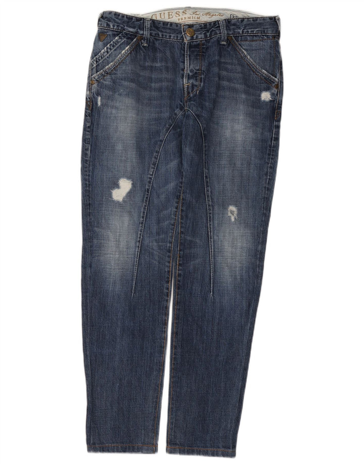 Jeans slim invecchiati da uomo Guess W31 L30 cotone blu