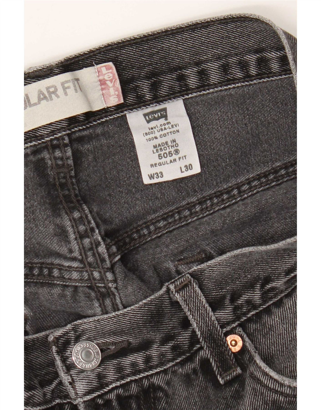 Jeans dritti da uomo Levi's 505 vestibilità regolare W33 L30 cotone grigio