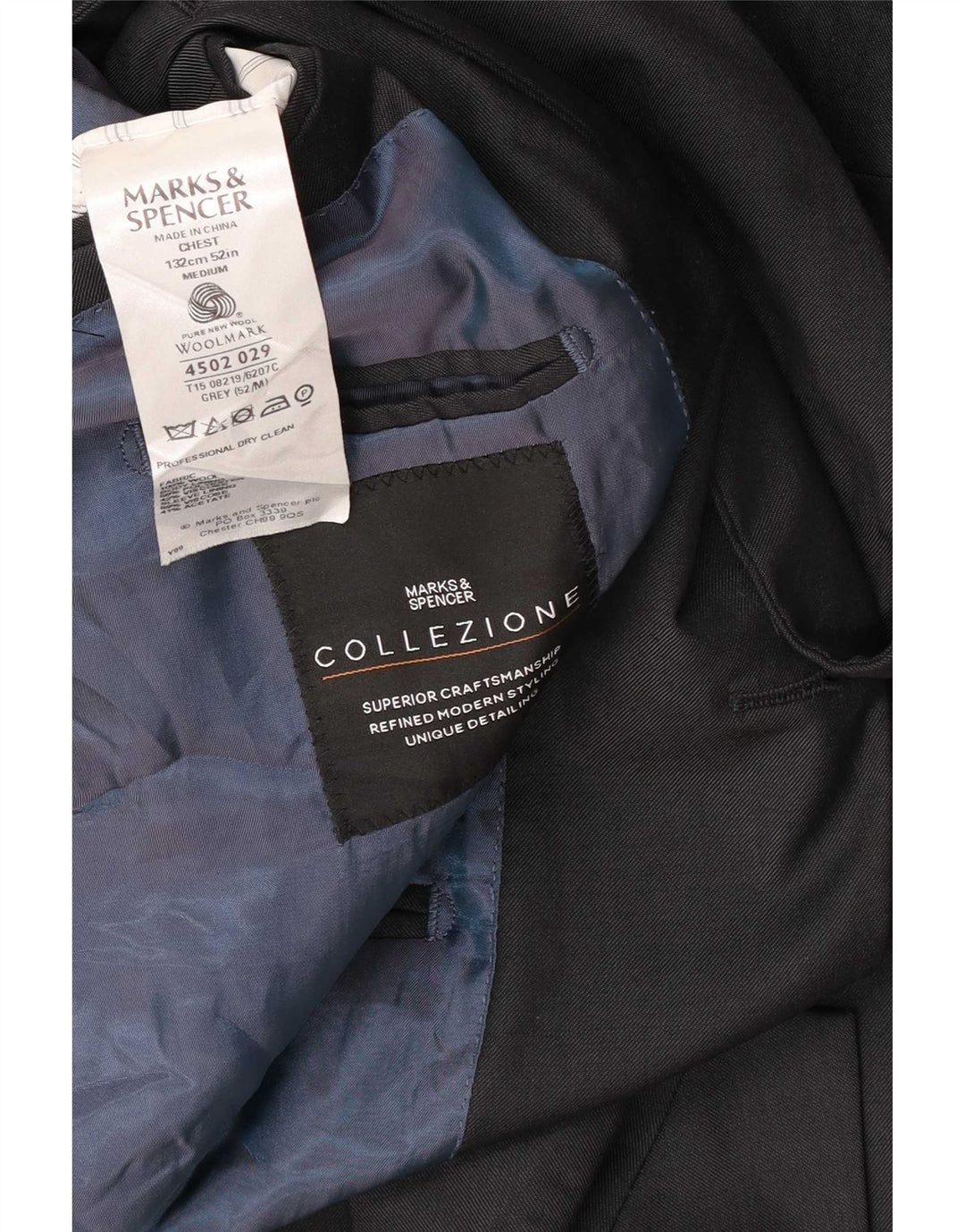 Giacca blazer a 3 bottoni Marks & Spencer da uomo UK 52 3XL lana grigia