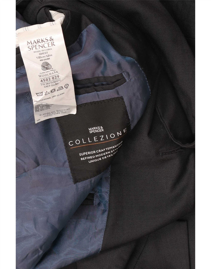 Giacca blazer a 3 bottoni Marks & Spencer da uomo UK 52 3XL lana grigia