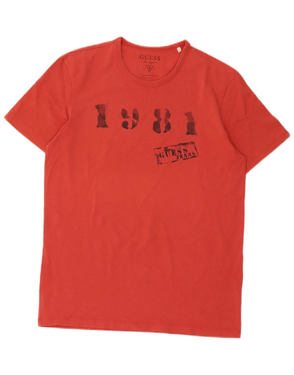 Guess T-shirt grafica da donna Top UK 18 XL Rosso Cotone