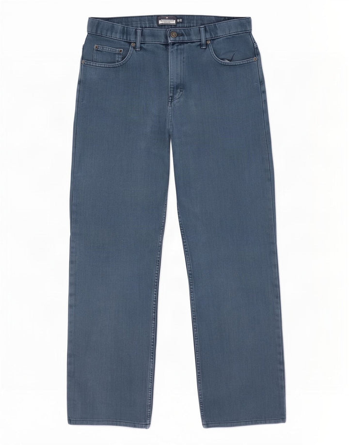 Jeans dritti da uomo Marks & Spencer blu Harbour W34 L31 cotone blu scuro