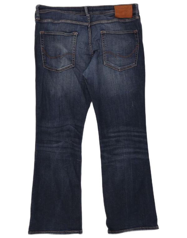 Jack & Jones Uomo Jake Bootcut Jeans W34 L30 Blu Navy Cotone