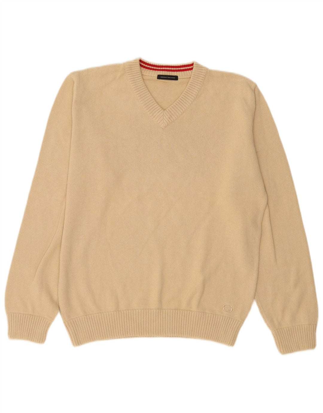 Maglione Sergio Tacchini da uomo con scollo a V piccolo in cotone beige