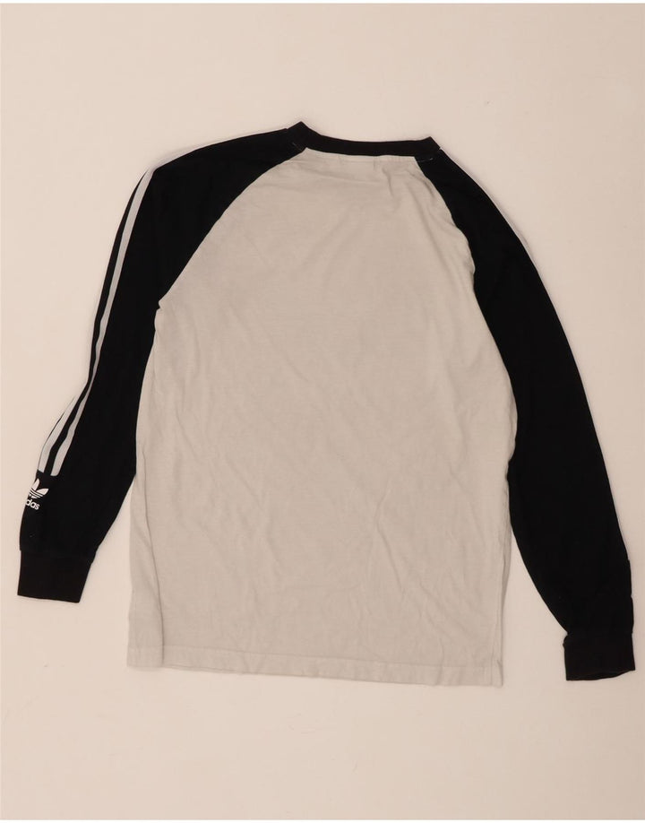 Adidas Maglietta grafica da uomo a maniche lunghe in cotone color block bianco medio