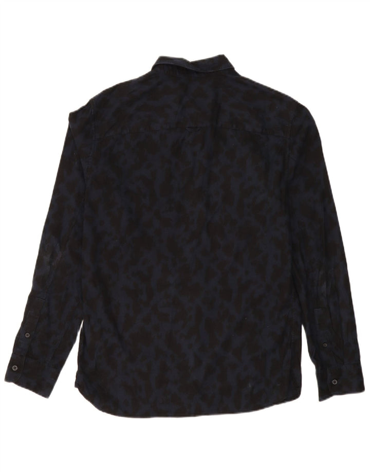 Camicia da uomo ALL SAINTS piccola in cotone con stampa animalier blu navy