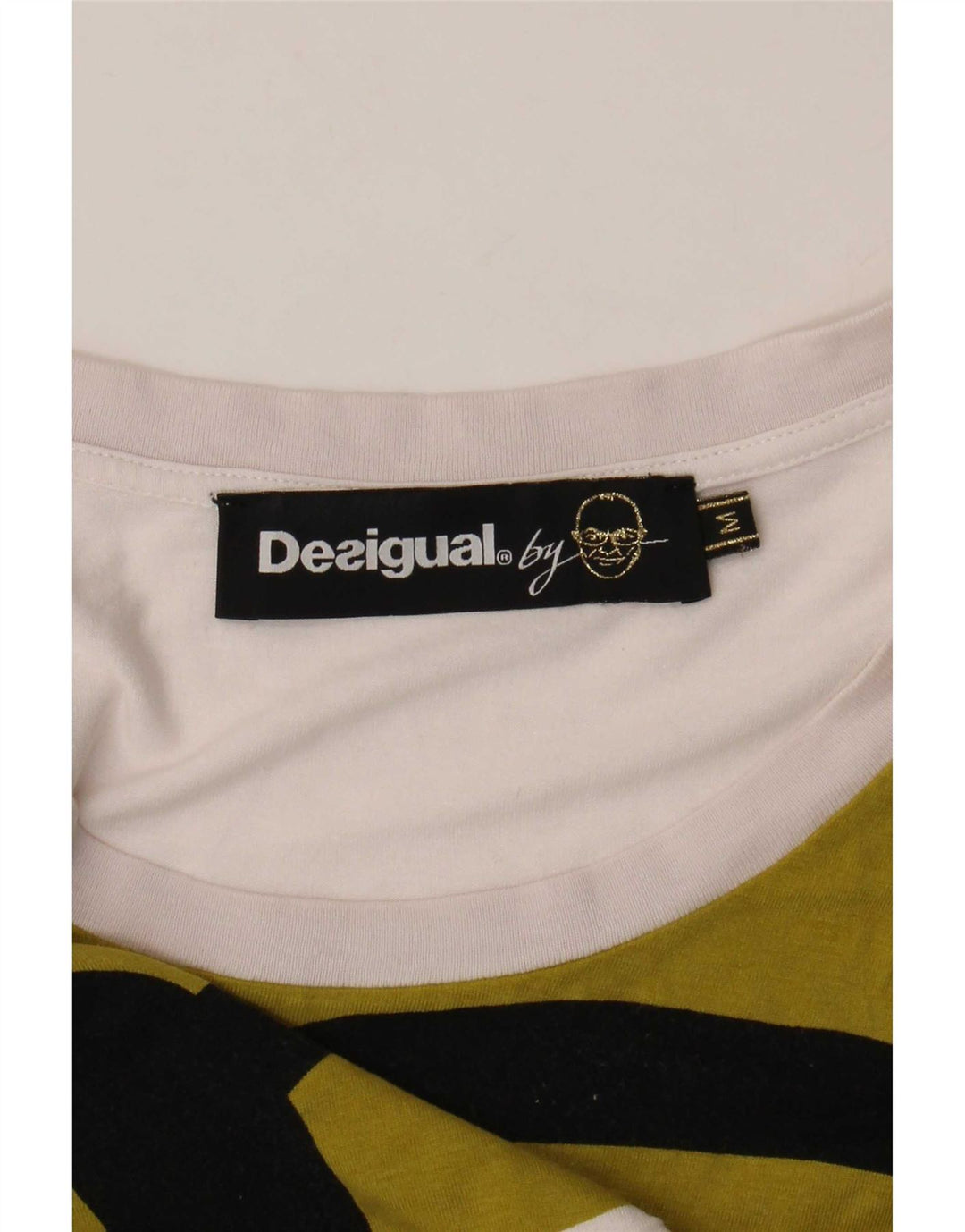 Desigual Donna Canotta Asimmetrica Top UK 12 Medio Bianco Geometrico