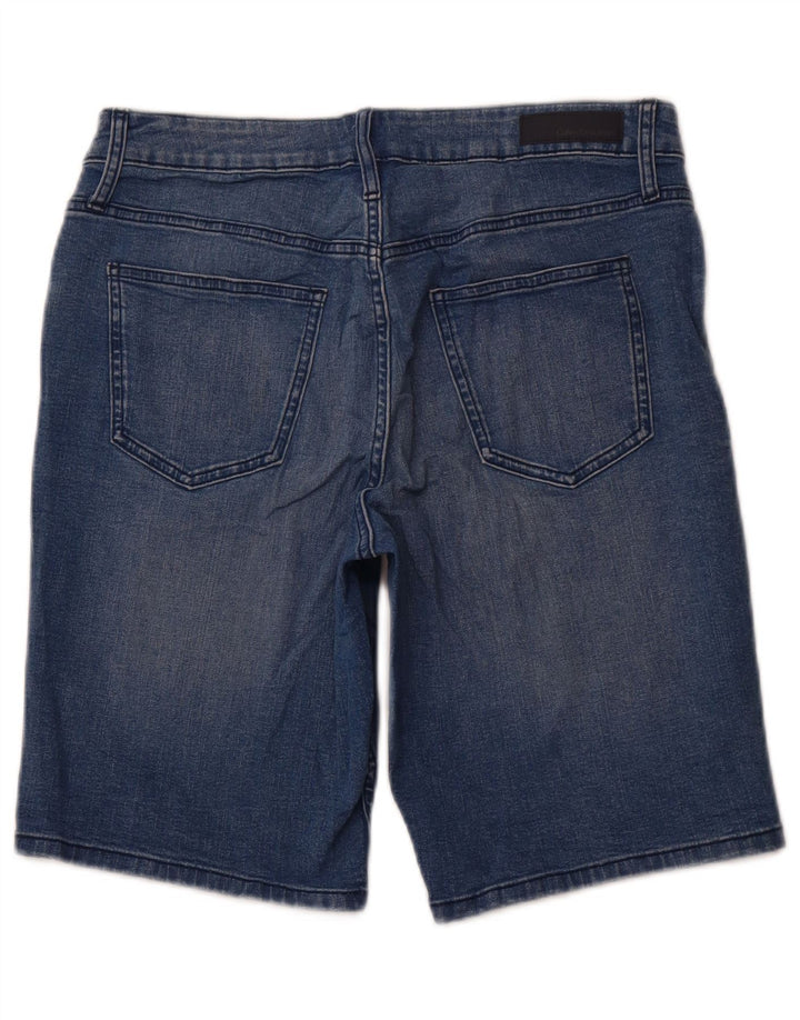 CALVIN KLEIN Pantaloncini di jeans da donna US 12 Large W32 Blu Cotone