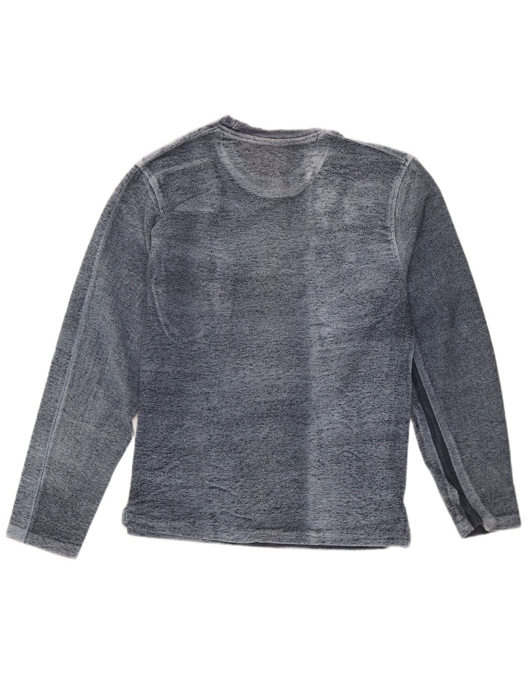 Course Top grafico da uomo a maniche lunghe in cotone screziato blu navy