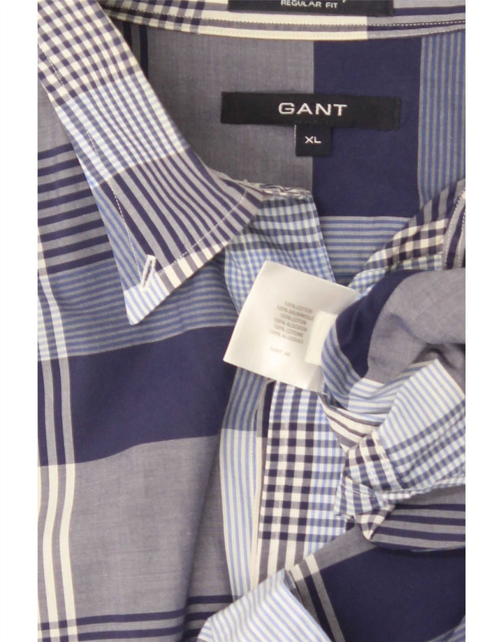 Camicia Gant da uomo vestibilità regolare XL in cotone a quadri blu navy
