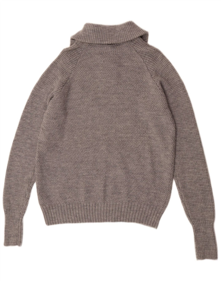 Maglione da uomo Bergans con zip e collo XL in lana merino grigia