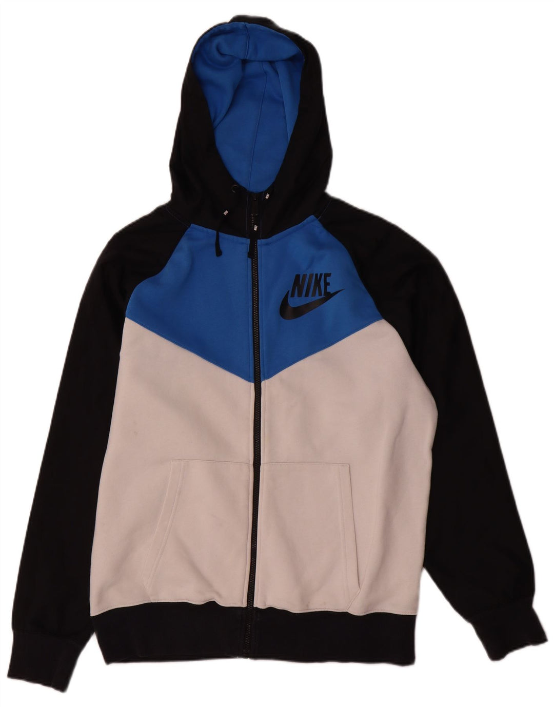 Felpa con cappuccio e zip grafica Nike da uomo, grande, in cotone color block multicolore