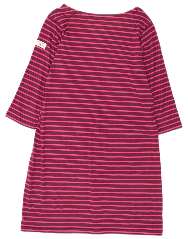 Abito T-shirt da donna con maniche a 3/4 Joules UK 18 XL Cotone a righe bordeaux