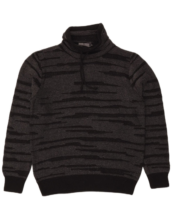 Maglione maglione da uomo Dkny a collo alto in cotone a righe nere medie