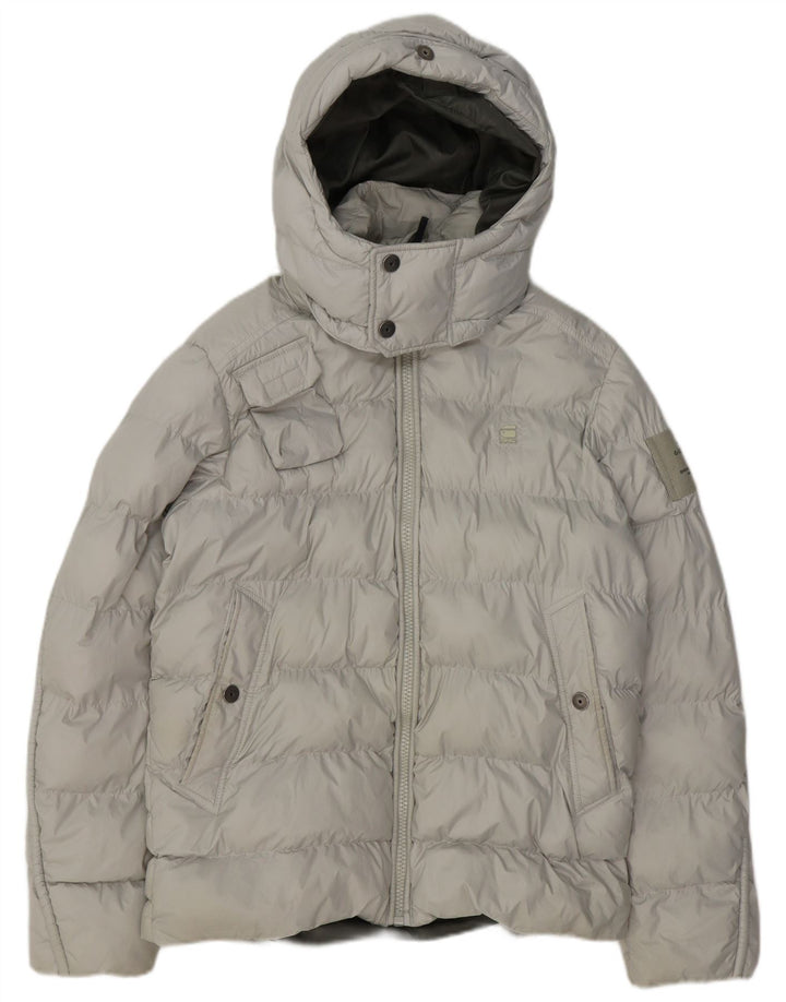 Giacca imbottita con cappuccio da uomo G-STAR UK 38 Poliestere grigio medio