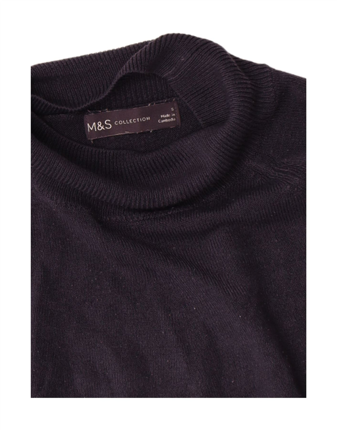 Maglione maglione a collo alto da donna Marks & Spencer UK 10 piccolo blu navy