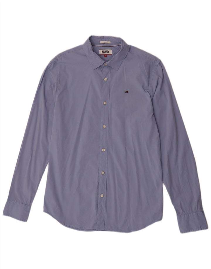 Camicia slim fit da uomo Tommy Hilfiger in cotone blu medio
