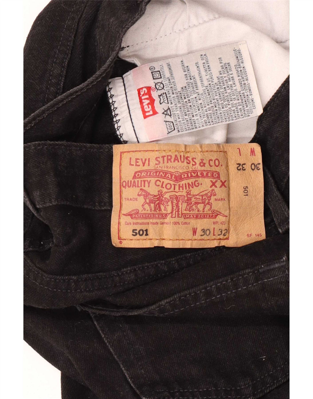 Levi's Uomo 501 Jeans dritti W30 L32 Cotone Nero