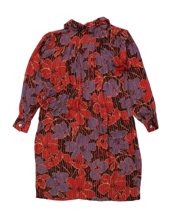 VINTAGE Womens Front Tie Shirt Dress IT 44 Medium Red Floral Acetate Vintage Vintage and Second-Hand Vintage from Messina Hembry 