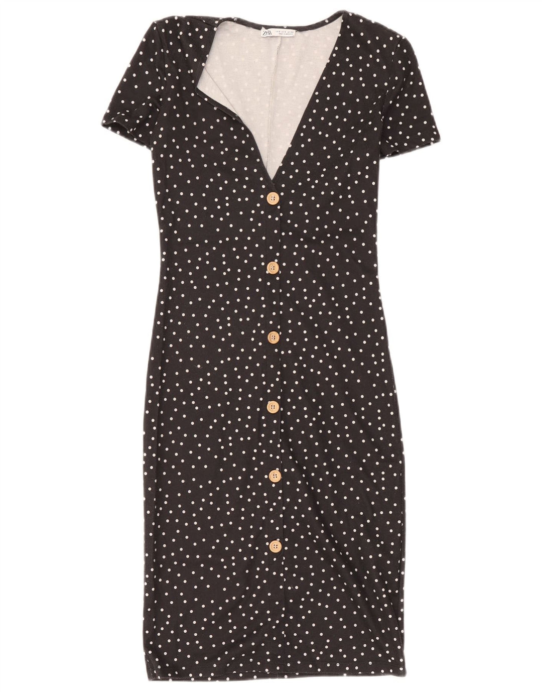 Abito tubino Zara da donna UK 8 piccolo poliestere nero a pois