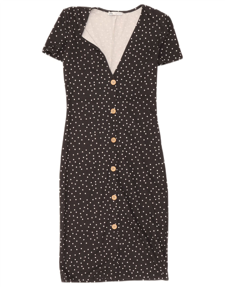 Abito tubino Zara da donna UK 8 piccolo poliestere nero a pois