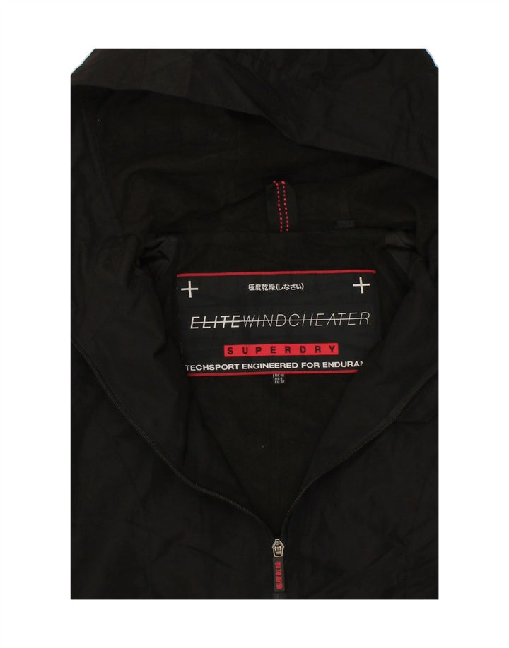 SUPERDRY Womens Hooded Windbreaker Jacket UK 10 Small Black Polyester Vintage Superdry and Second-Hand Superdry from Messina Hembry 