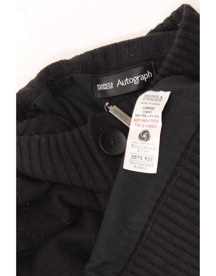Maglione cardigan da uomo Marks & Spencer grande lana d'agnello nera