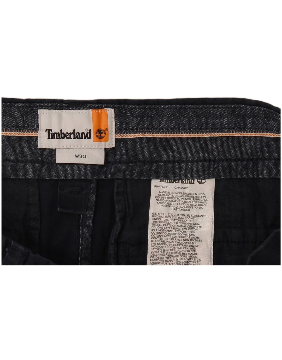 Pantaloncini chino da uomo Timberland W30 cotone blu navy medio