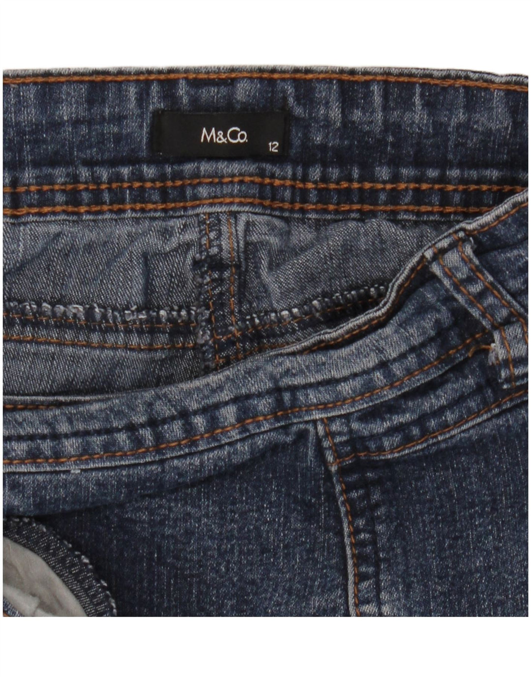 Bermuda in denim da donna M&Co UK 12 medio W32 cotone blu