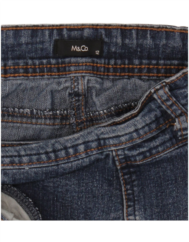 Bermuda in denim da donna M&Co UK 12 medio W32 cotone blu