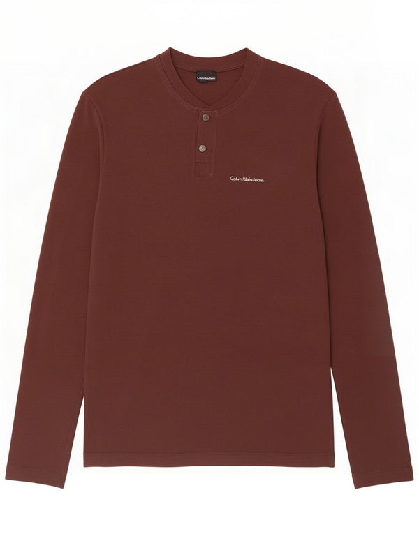 Calvin Klein Jeans Top grafico da uomo a maniche lunghe in cotone marrone medio