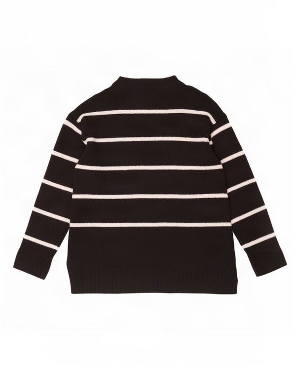 Maglione maglione girocollo da donna Marks & Spencer UK 10 piccolo a righe nere