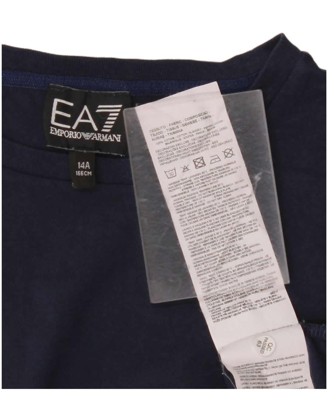 T-shirt grafica per ragazzi EMPORIO ARMANI 13-14 anni in cotone blu navy