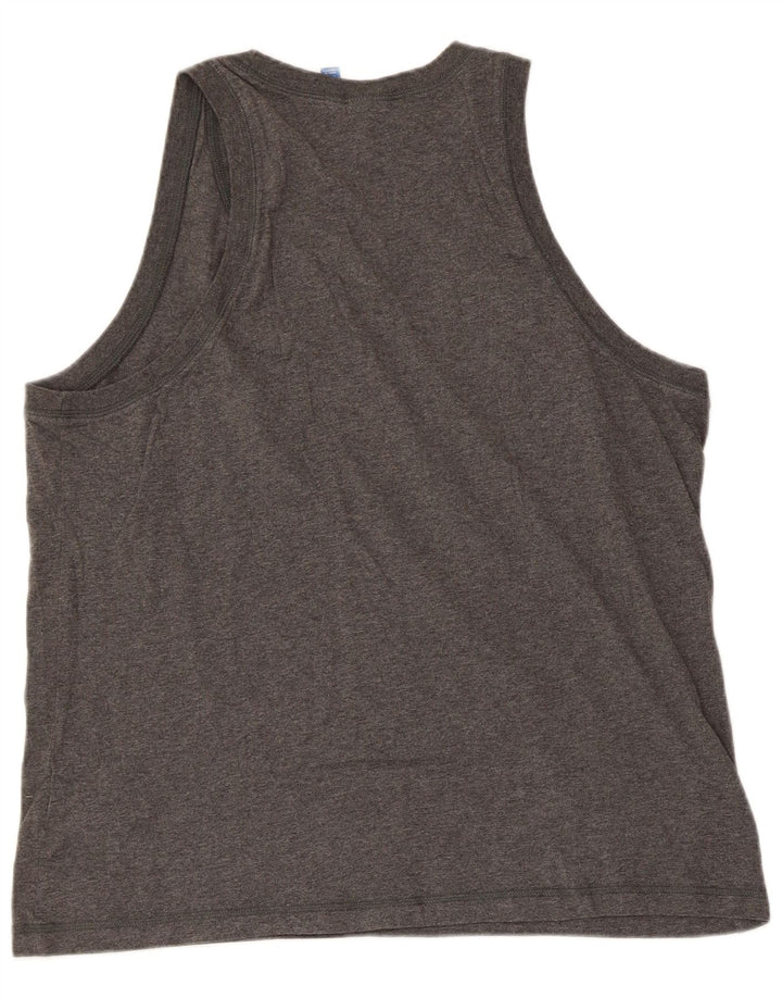 Canotta grafica da uomo Adidas grande in cotone grigio