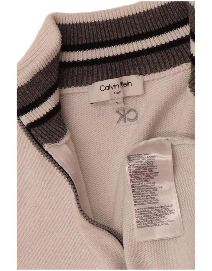 Calvin Klein Uomo Maglione con zip sul collo Piccolo cotone bianco