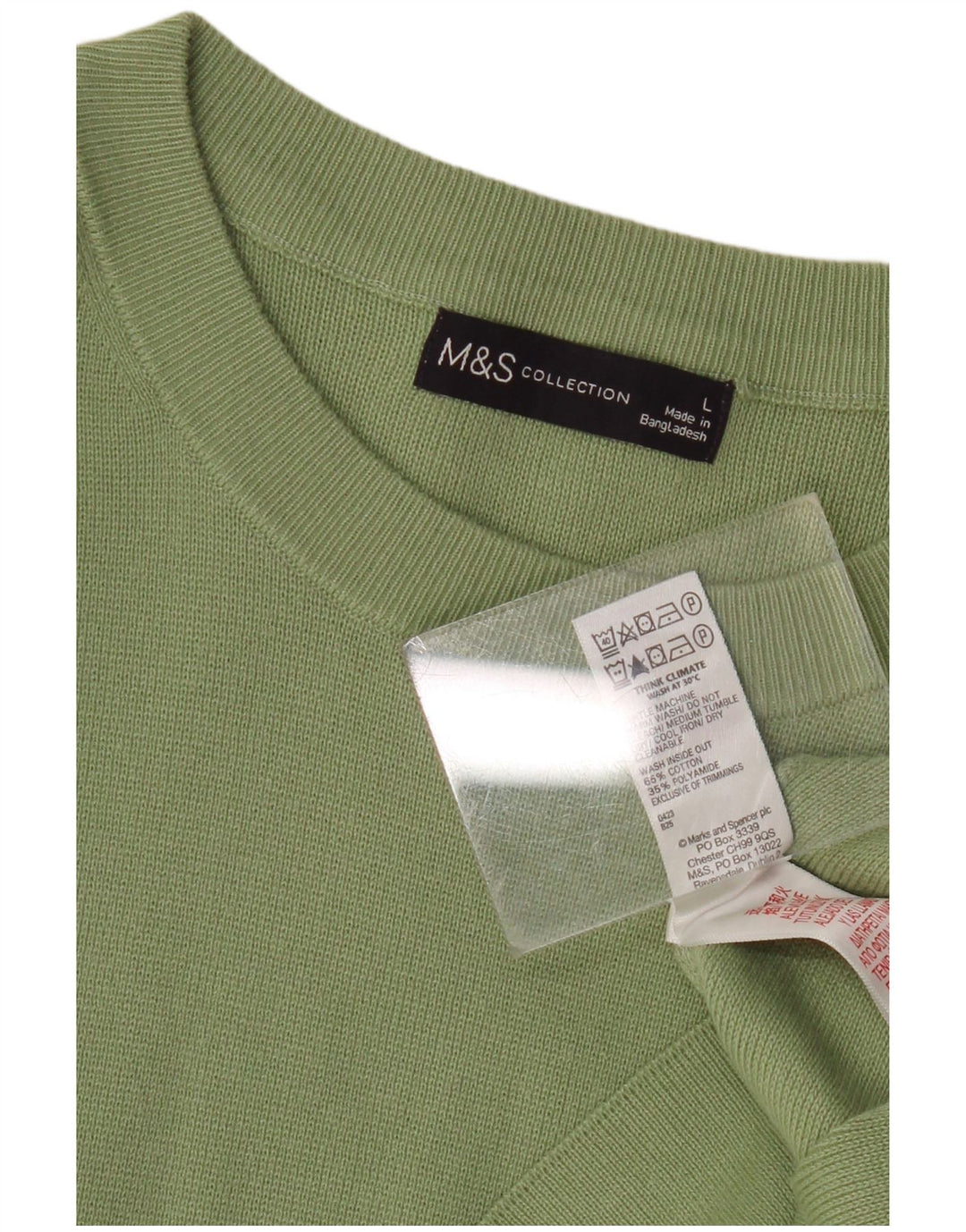 MARKS & SPENCER Maglione maglione girocollo da donna UK 16 Grande cotone verde