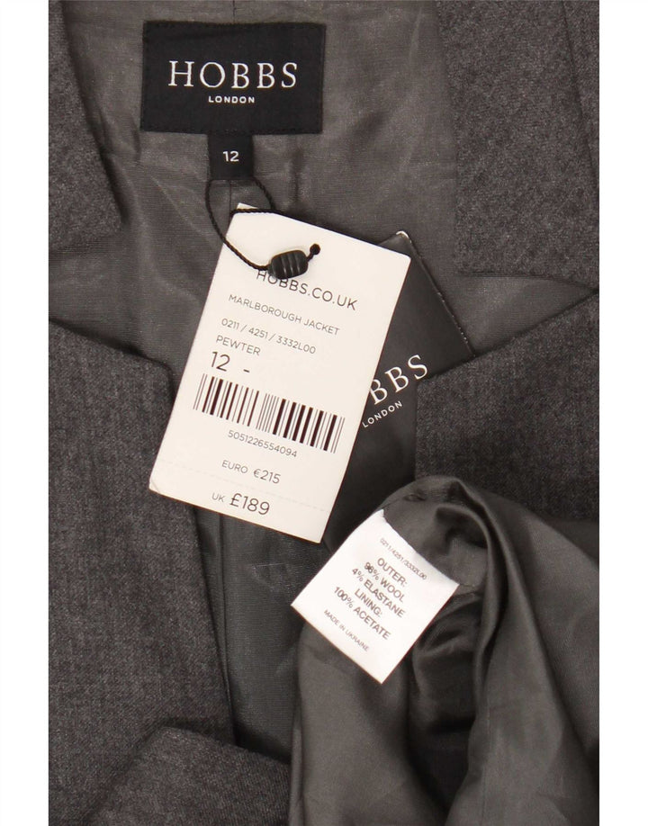 Giacca blazer da donna a 1 bottone Hobbs UK 12 lana grigio medio