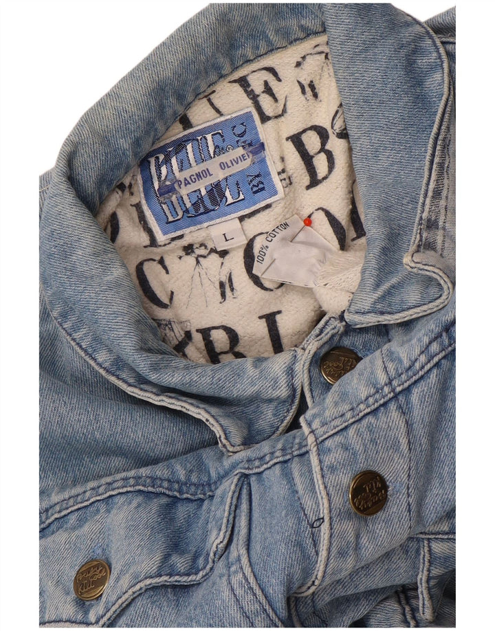 Giacca di jeans grafica vintage da ragazzo 11-12 anni grande cotone blu