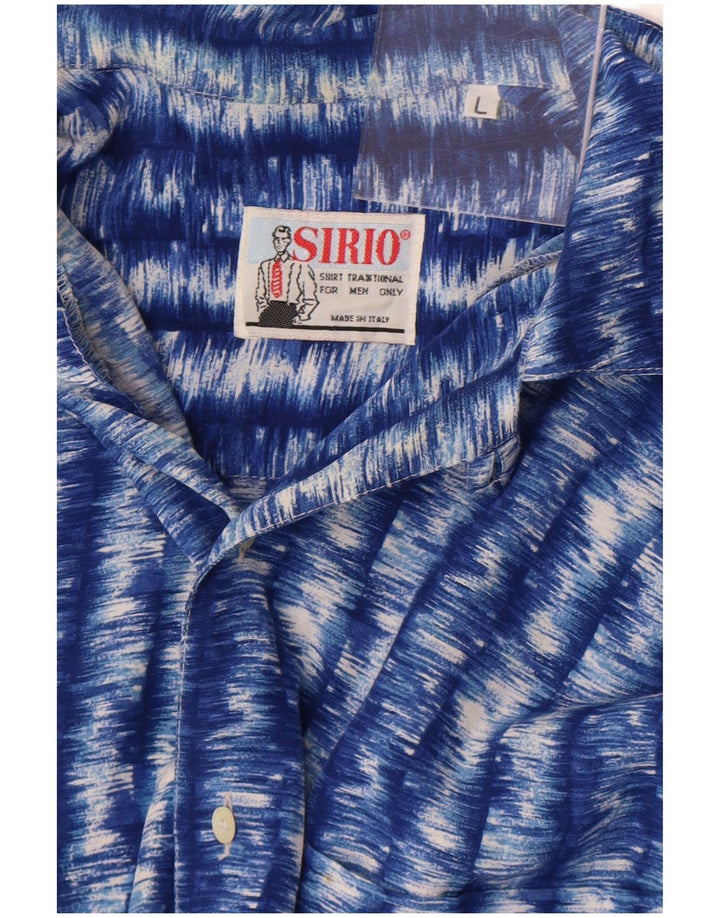 Camicia a maniche corte da uomo Sirio con motivo astratto, grande blu